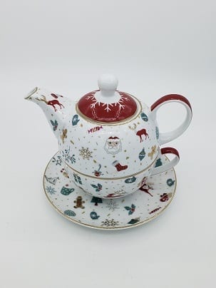 Christmas Greeting Tea For One Teapot & Cup
